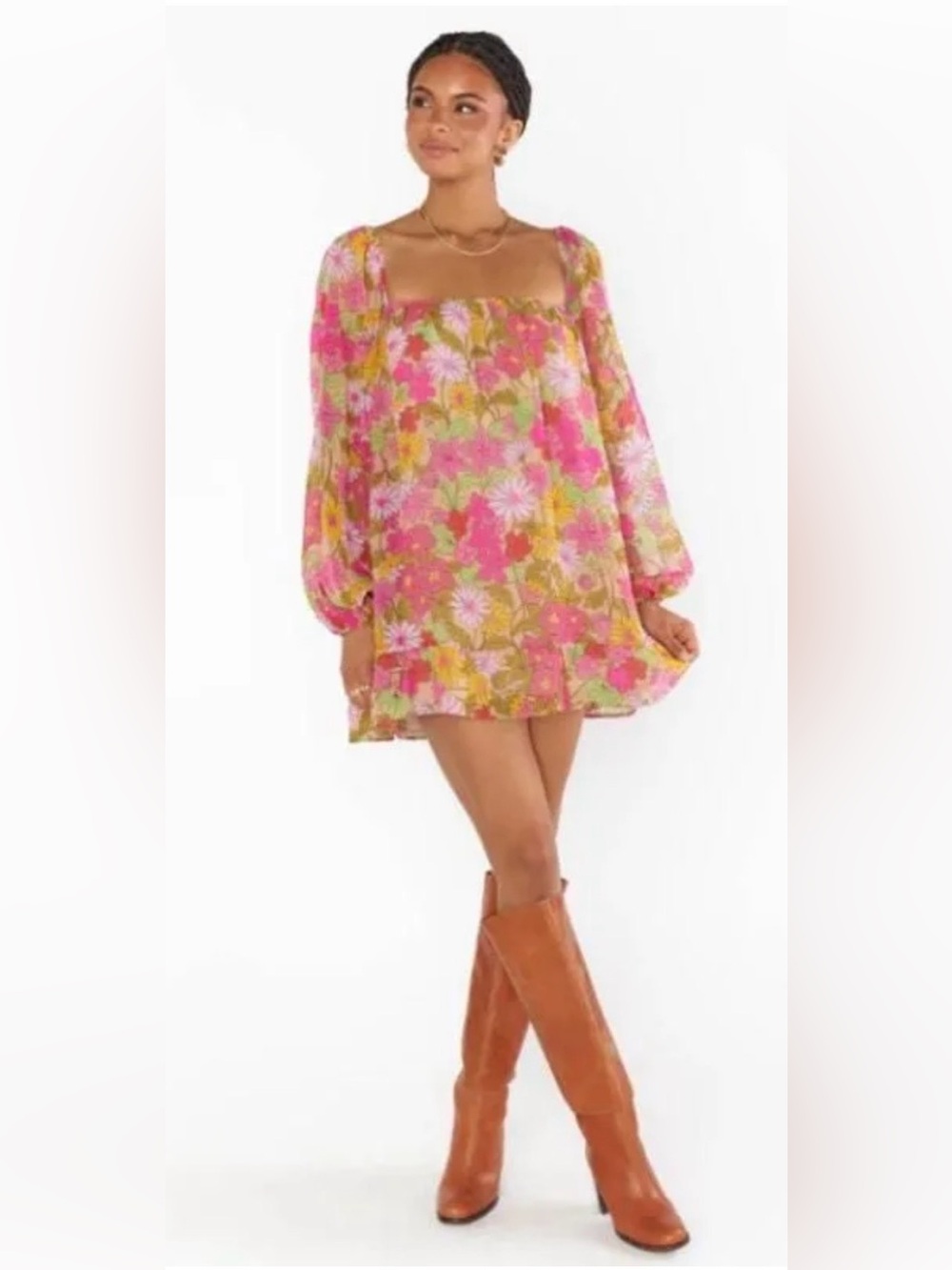 NWT Show Me Your MuMu Briar Mini Dress - Cottagecore Floral Puff Sleeve - Medium - Picture 4 of 15